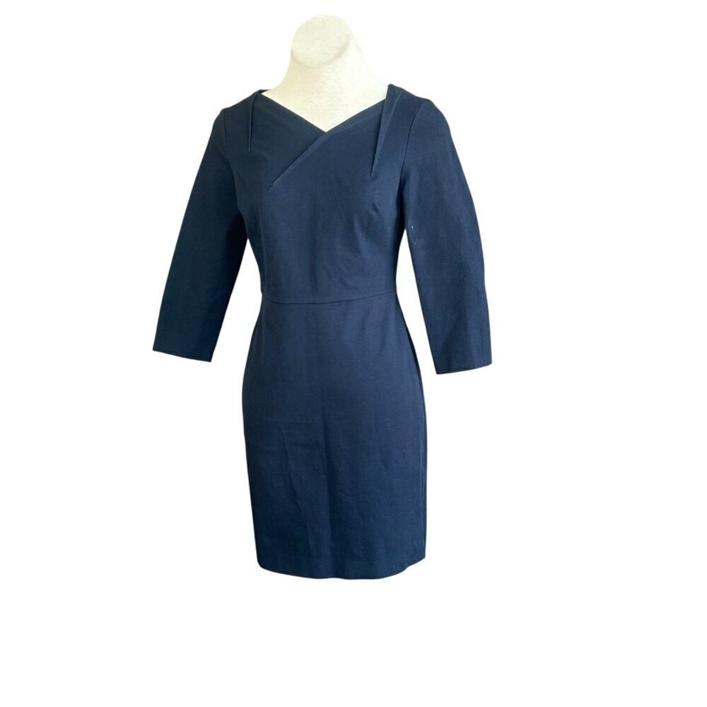 Banana Republic Navy Blue Origami Suiting Bi Stretch Classic Dress Size 6 Petite